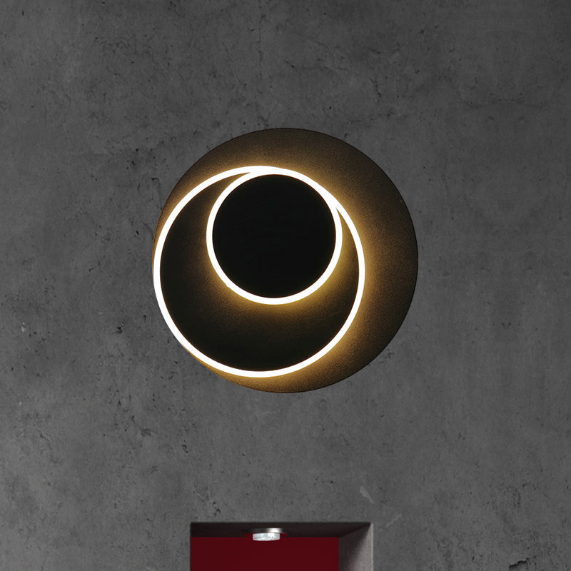 Lisslune | Rotatable round/square wall lamp simple style metal warm/white light LED black wall lamp for bedside table