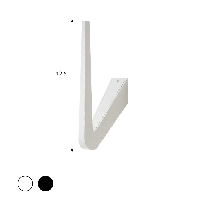 Lisslune | V-shaped wall lighting contemporary style metal LED black/white wall lamp for hallway, warm/white light