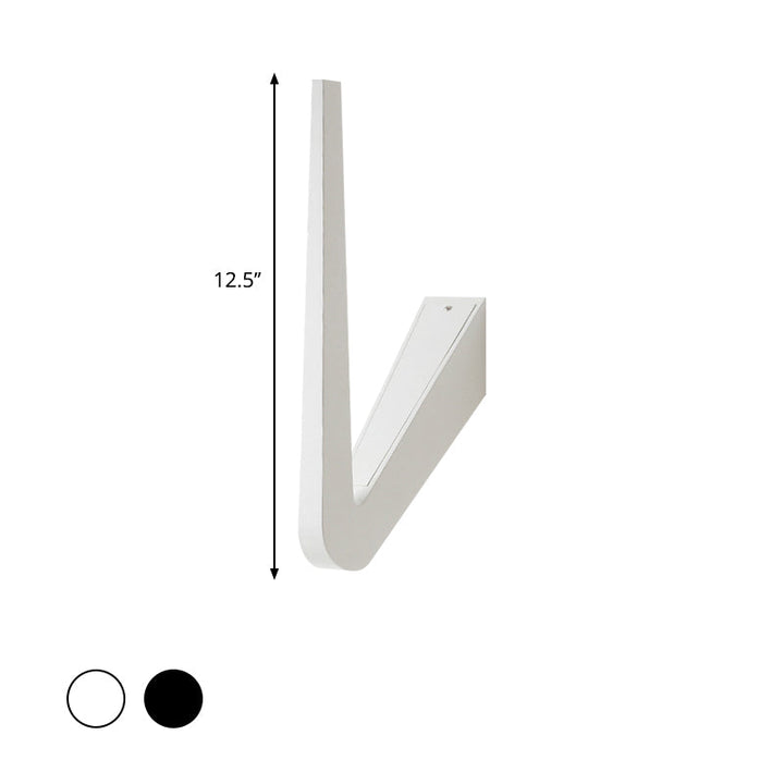 Lisslune | V-shaped wall lighting contemporary style metal LED black/white wall lamp for hallway, warm/white light