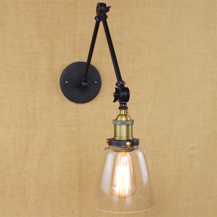Lisslune | Tapered Clear Glass Wall Lamp Antique Single Bulb Dining Room Wall Lamp with Swingarm