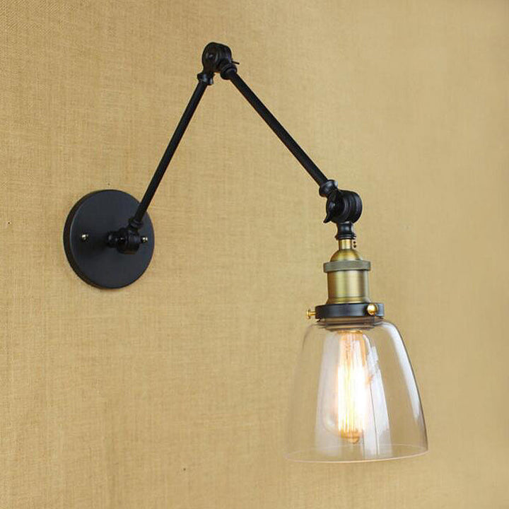 Lisslune | Tapered Clear Glass Wall Lamp Antique Single Bulb Dining Room Wall Lamp with Swingarm