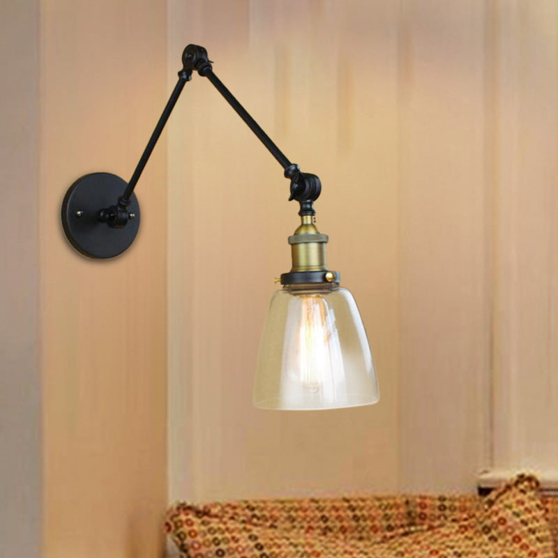 Lisslune | Tapered Clear Glass Wall Lamp Antique Single Bulb Dining Room Wall Lamp with Swingarm