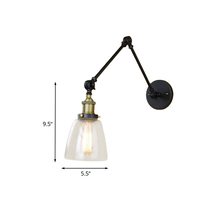 Lisslune | Tapered Clear Glass Wall Lamp Antique Single Bulb Dining Room Wall Lamp with Swingarm