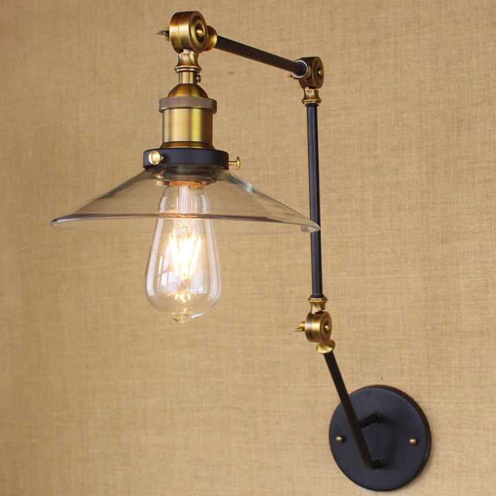 Lisslune | Brass Width Torch Wall Lighting Antique Clear Glass 1 Light Café Wall Light Lighting System