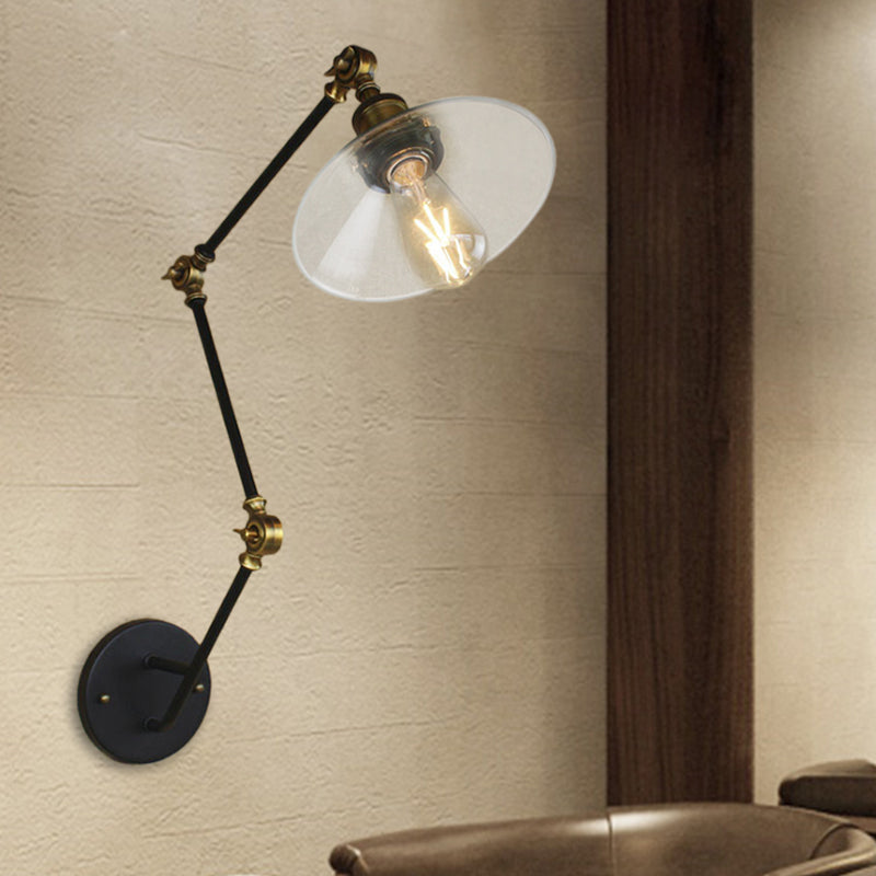 Lisslune | Brass Width Torch Wall Lighting Antique Clear Glass 1 Light Café Wall Light Lighting System
