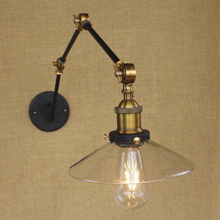Lisslune | Brass Width Torch Wall Lighting Antique Clear Glass 1 Light Café Wall Light Lighting System