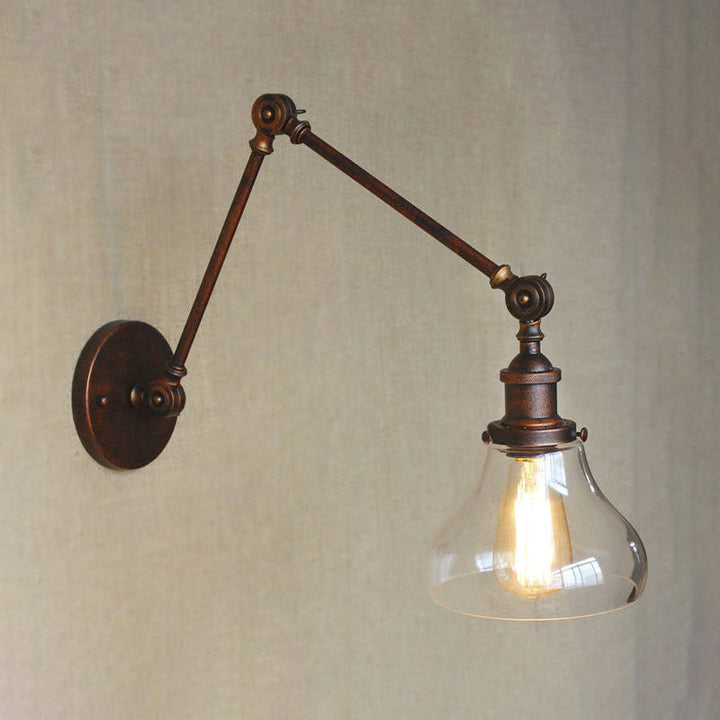 Lisslune | Clear Glass Pear Shade Wall Lamp Antique 1 Light Living Room Lighting Fixture in Rustic Copper