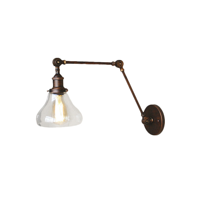 Lisslune | Clear Glass Pear Shade Wall Lamp Antique 1 Light Living Room Lighting Fixture in Rustic Copper