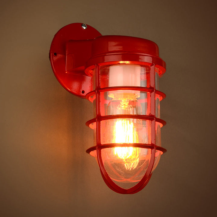 Skørter | 1 Lightbulb Metal Mesh Wall Mounted Lamp Coastal Red/Blue Clear Glass Lighting for Outdoors