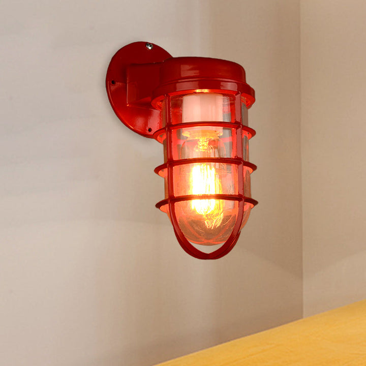 Skørter | 1 Lightbulb Metal Mesh Wall Mounted Lamp Coastal Red/Blue Clear Glass Lighting for Outdoors