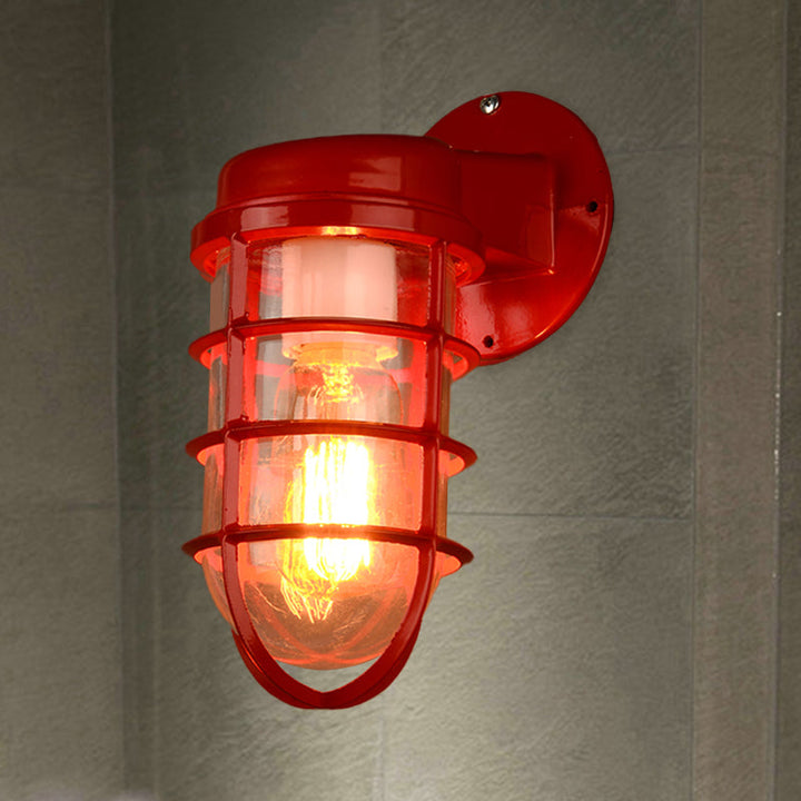 Skørter | 1 Lightbulb Metal Mesh Wall Mounted Lamp Coastal Red/Blue Clear Glass Lighting for Outdoors