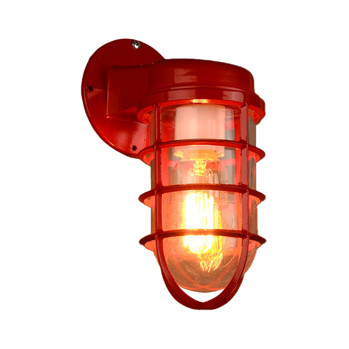 Skørter | 1 Lightbulb Metal Mesh Wall Mounted Lamp Coastal Red/Blue Clear Glass Lighting for Outdoors