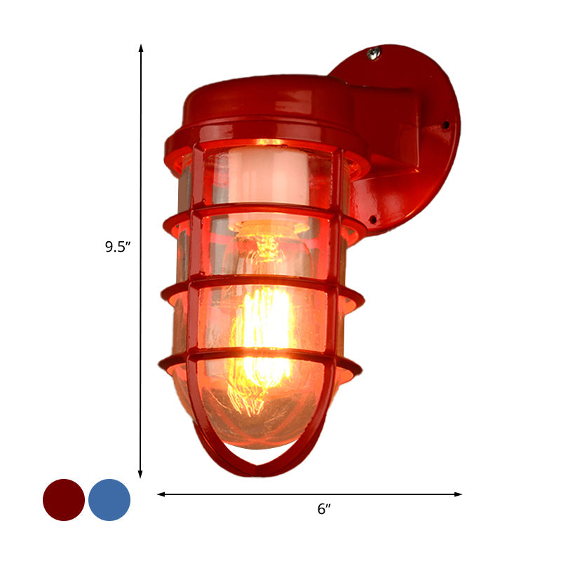 Skørter | 1 Lightbulb Metal Mesh Wall Mounted Lamp Coastal Red/Blue Clear Glass Lighting for Outdoors
