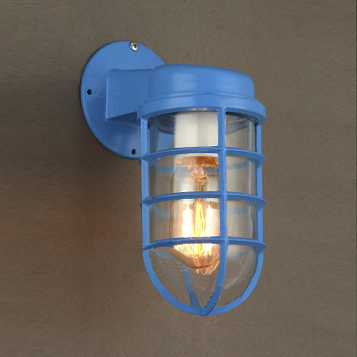 Skørter | 1 Lightbulb Metal Mesh Wall Mounted Lamp Coastal Red/Blue Clear Glass Lighting for Outdoors