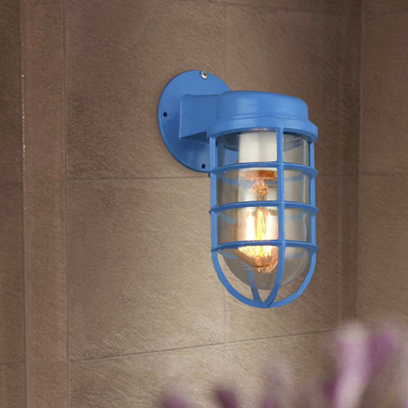 Skørter | 1 Lightbulb Metal Mesh Wall Mounted Lamp Coastal Red/Blue Clear Glass Lighting for Outdoors