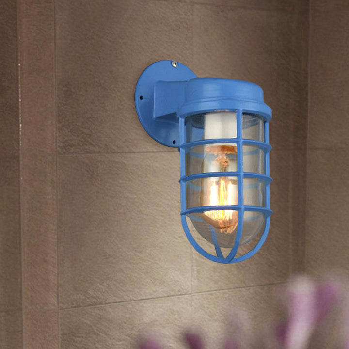 Skørter | 1 Lightbulb Metal Mesh Wall Mounted Lamp Coastal Red/Blue Clear Glass Lighting for Outdoors