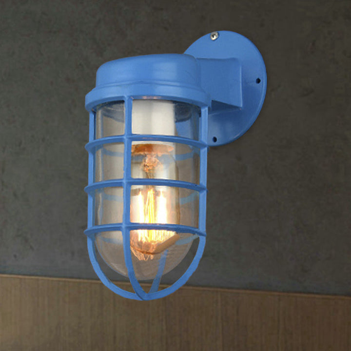 Skørter | 1 Lightbulb Metal Mesh Wall Mounted Lamp Coastal Red/Blue Clear Glass Lighting for Outdoors