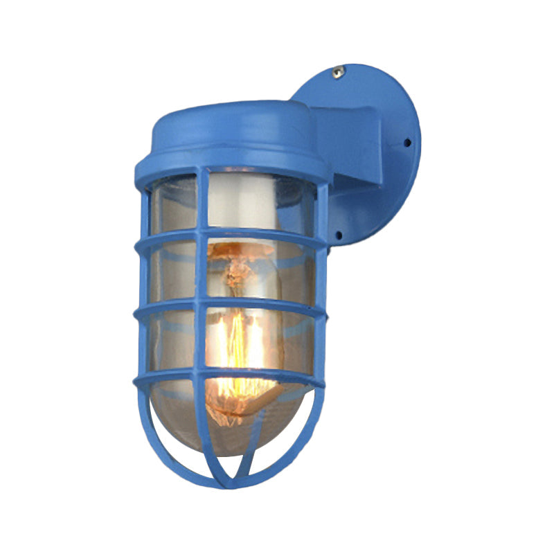 Skørter | 1 Lightbulb Metal Mesh Wall Mounted Lamp Coastal Red/Blue Clear Glass Lighting for Outdoors