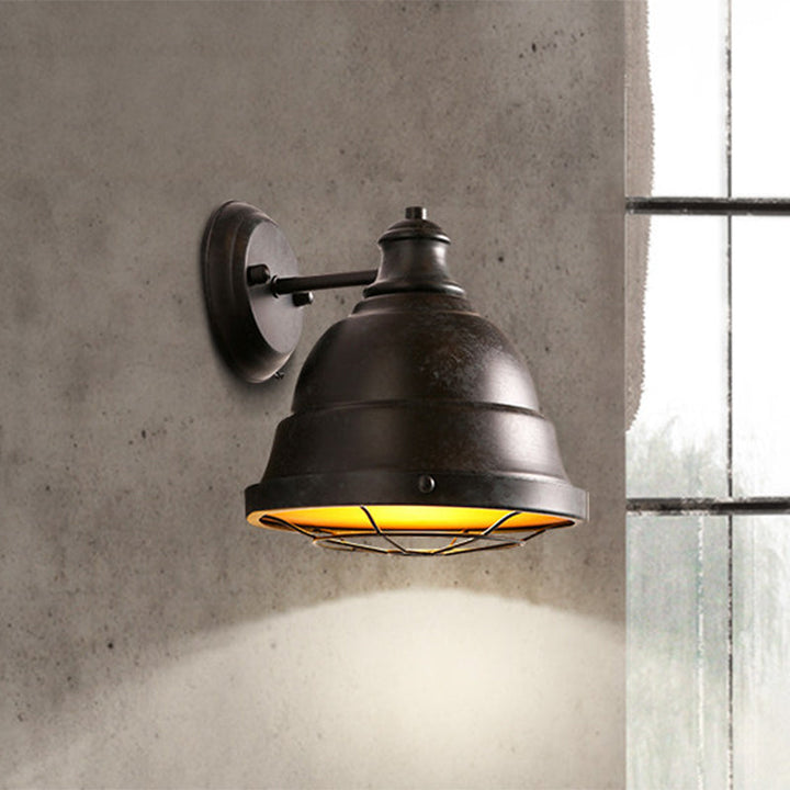 Lisslune | 1 Head Wall Sconce Lamp Industrial Vintage Dome Shade Iron Wall Lighting with Wire Protection in Black/Copper