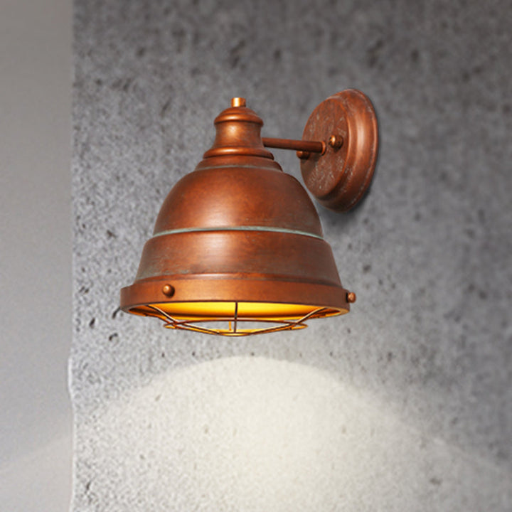 Lisslune | 1 Head Wall Sconce Lamp Industrial Vintage Dome Shade Iron Wall Lighting with Wire Protection in Black/Copper