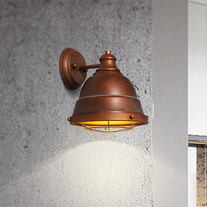 Lisslune | 1 Head Wall Sconce Lamp Industrial Vintage Dome Shade Iron Wall Lighting with Wire Protection in Black/Copper