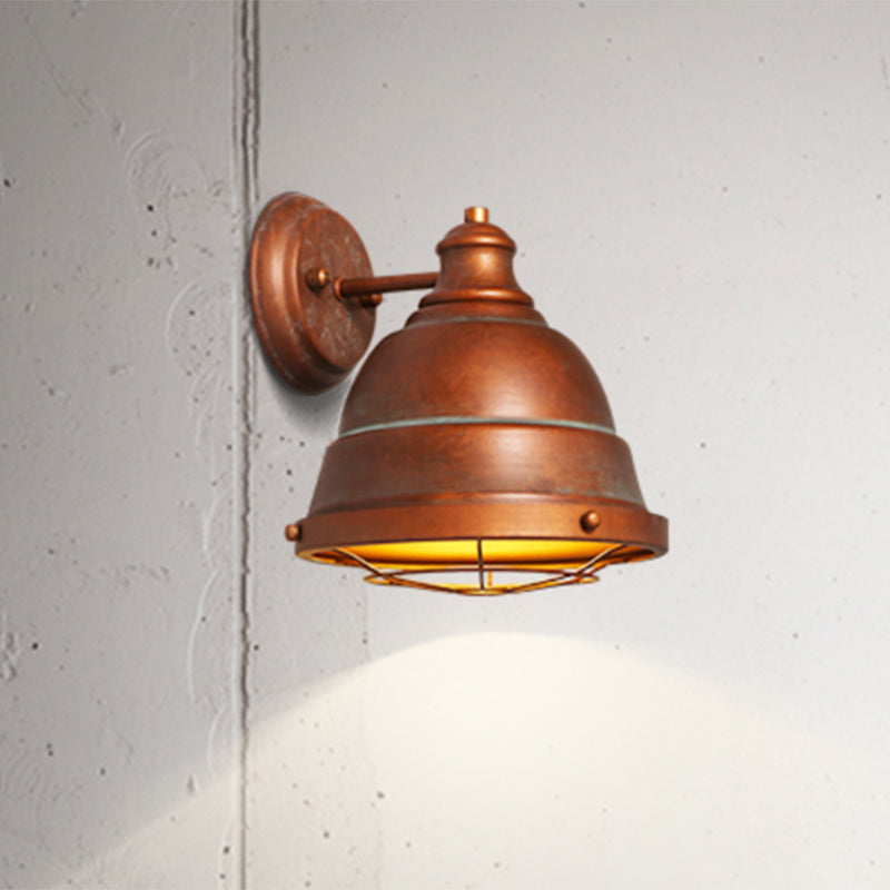 Lisslune | 1 Head Wall Sconce Lamp Industrial Vintage Dome Shade Iron Wall Lighting with Wire Protection in Black/Copper