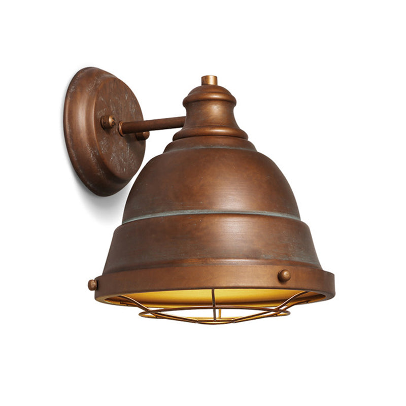 Lisslune | 1 Head Wall Sconce Lamp Industrial Vintage Dome Shade Iron Wall Lighting with Wire Protection in Black/Copper