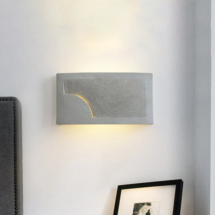 Lisslune | 1 Head Wall Mount Light Modern Style Rectangle Cement Wall Lamp in Gray for Nightstands