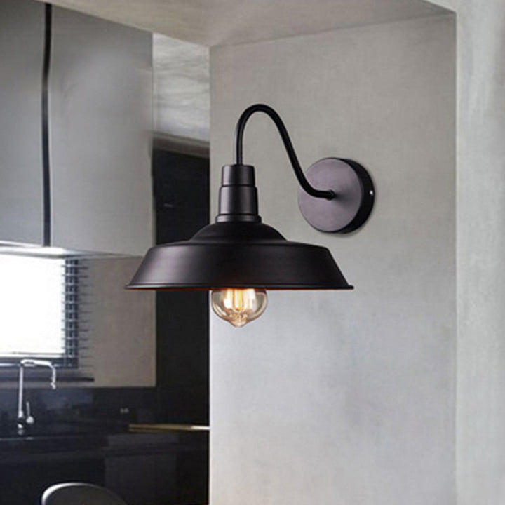 Lisslune | 2 Packs Barn Metal Wall Lighting Industrial Retro 1 Main Lamp Kitchen Wall Light with Gooseneck Arm in Black