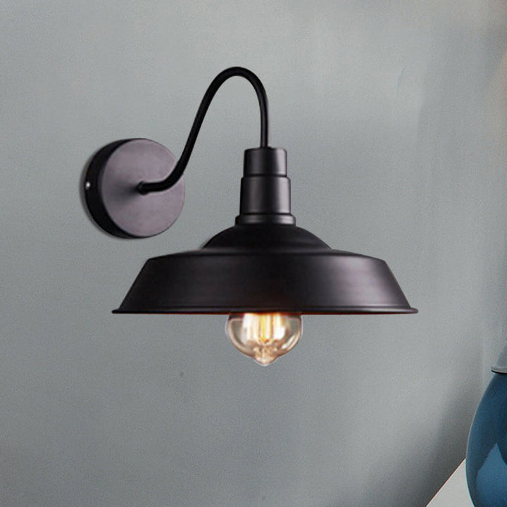 Lisslune | 2 Packs Barn Metal Wall Lighting Industrial Retro 1 Main Lamp Kitchen Wall Light with Gooseneck Arm in Black
