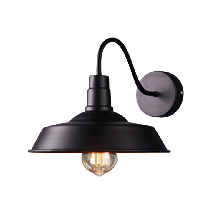 Lisslune | 2 Packs Barn Metal Wall Lighting Industrial Retro 1 Main Lamp Kitchen Wall Light with Gooseneck Arm in Black