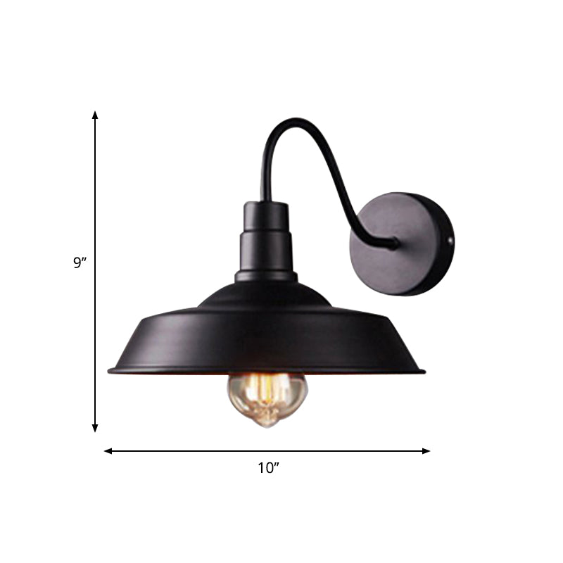 Lisslune | 2 Packs Barn Metal Wall Lighting Industrial Retro 1 Main Lamp Kitchen Wall Light with Gooseneck Arm in Black