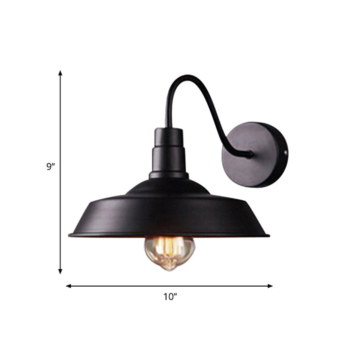 Lisslune | 2 Packs Barn Metal Wall Lighting Industrial Retro 1 Main Lamp Kitchen Wall Light with Gooseneck Arm in Black