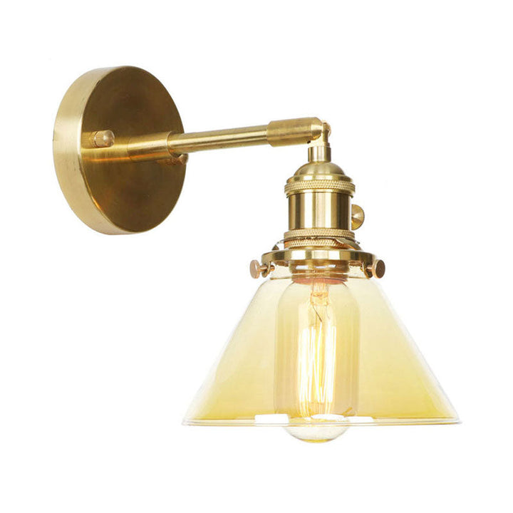 Lisslune | Amber Glass Conical Wall Lighting Rotating 1 Light Vintage Wall Lamp For Entrance
