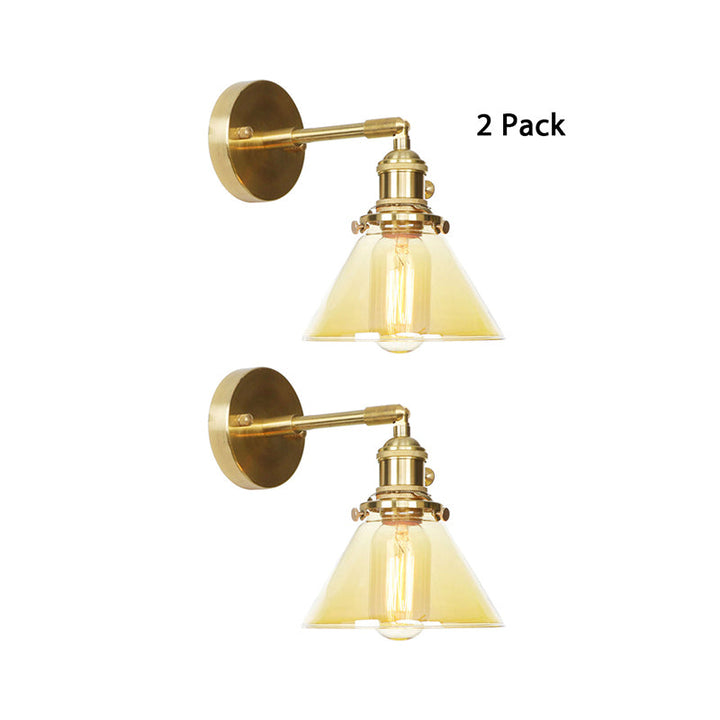 Lisslune | Amber Glass Conical Wall Lighting Rotating 1 Light Vintage Wall Lamp For Entrance