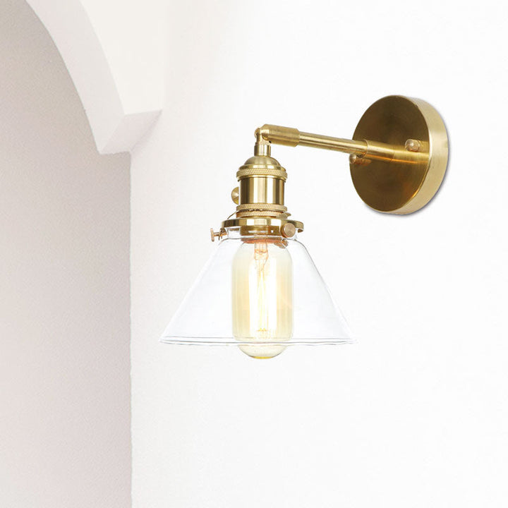 Lisslune | Cone wall lamp 1 light clear glass rustic antique wall lighting for bedroom