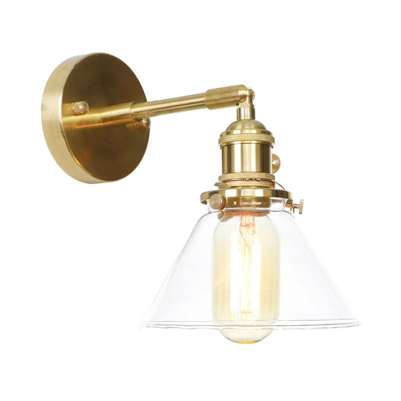 Lisslune | Cone wall lamp 1 light clear glass rustic antique wall lighting for bedroom