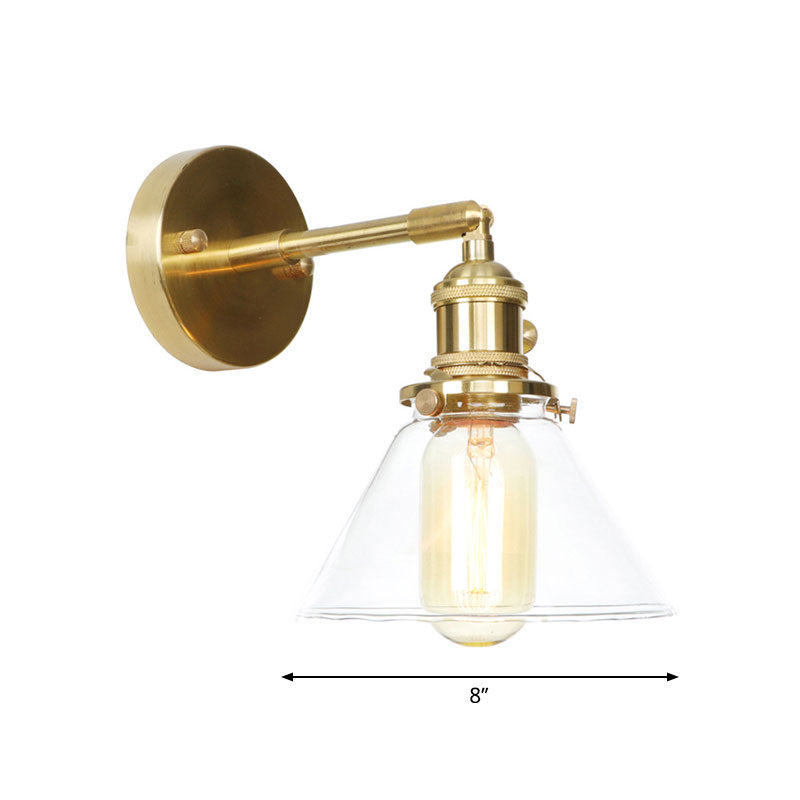 Lisslune | Cone wall lamp 1 light clear glass rustic antique wall lighting for bedroom