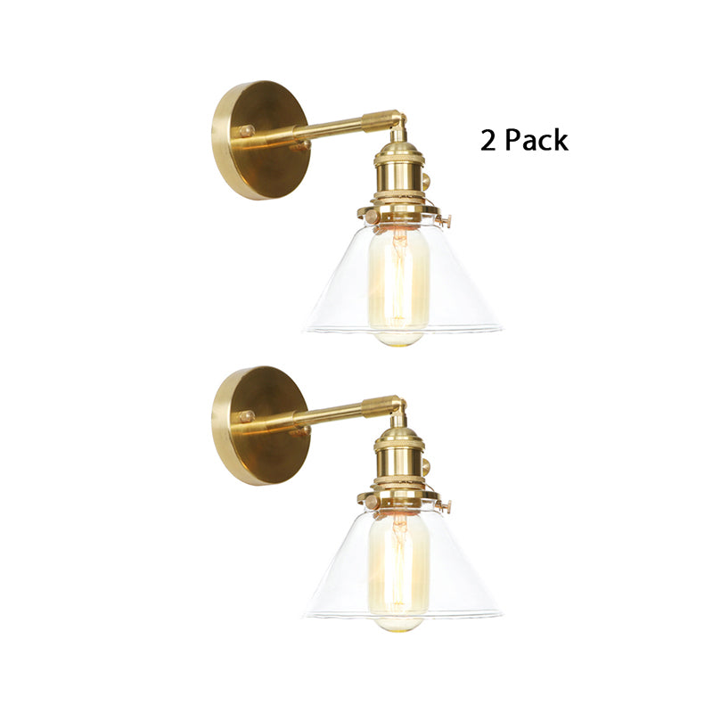 Lisslune | Cone wall lamp 1 light clear glass rustic antique wall lighting for bedroom