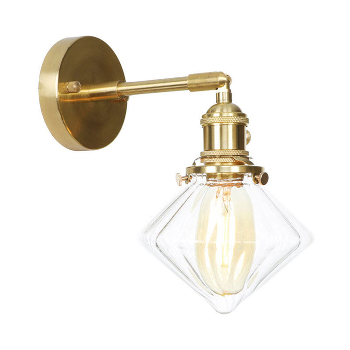 Lisslune | Gem Wall Light Transparent Ribbed Glass 1 Light Retro Style Outdoor Wall Lamp for Porch