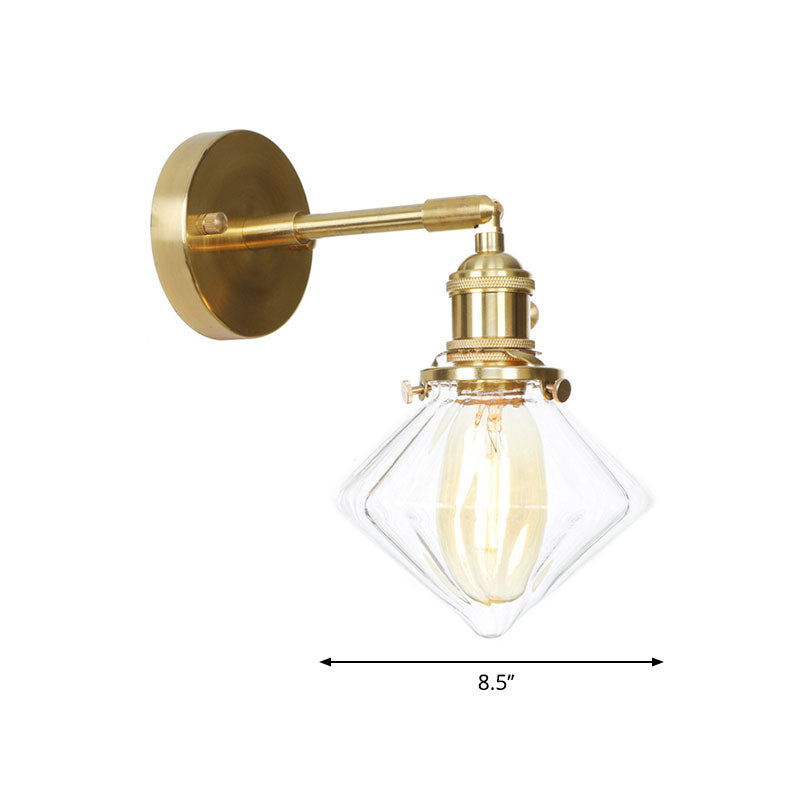 Lisslune | Gem Wall Light Transparent Ribbed Glass 1 Light Retro Style Outdoor Wall Lamp for Porch