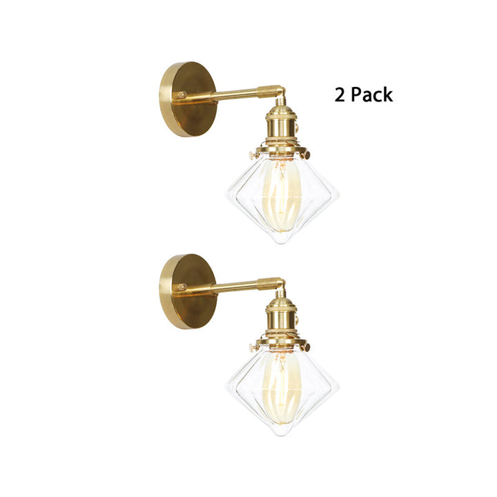Lisslune | Gem Wall Light Transparent Ribbed Glass 1 Light Retro Style Outdoor Wall Lamp for Porch
