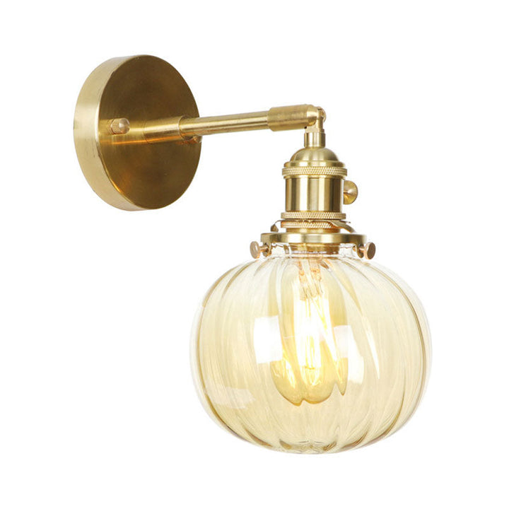 Lisslune | 1 Light Globe Wall Lighting Amber Water Glass Rotatable Vintage Wall Lamp for Bedroom