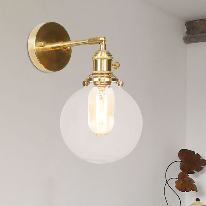 Lisslune | Spherical Wall Lamp 1 Light Clear Glass Shade Industrial Wall Lamp Light for Porch