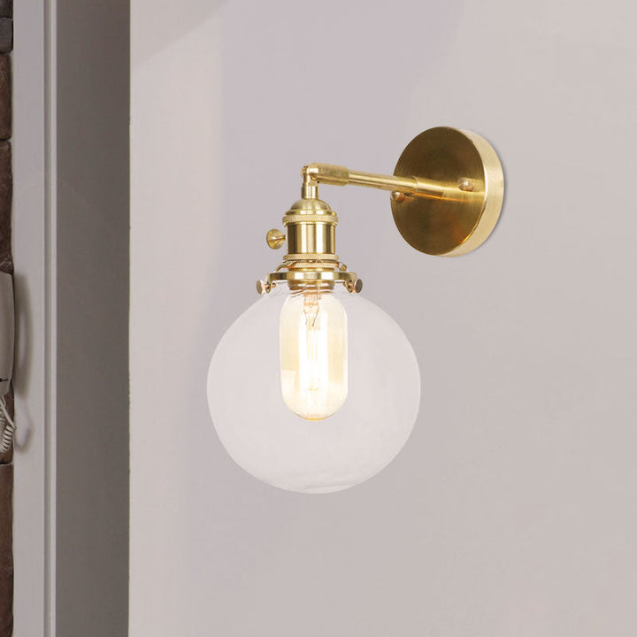 Lisslune | Spherical Wall Lamp 1 Light Clear Glass Shade Industrial Wall Lamp Light for Porch
