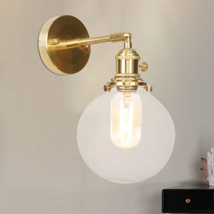 Lisslune | Spherical Wall Lamp 1 Light Clear Glass Shade Industrial Wall Lamp Light for Porch