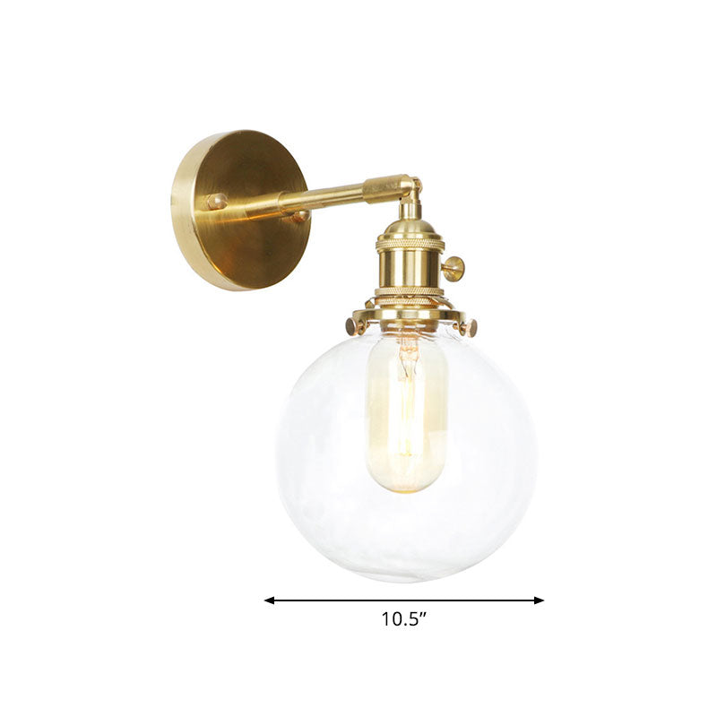 Lisslune | Spherical Wall Lamp 1 Light Clear Glass Shade Industrial Wall Lamp Light for Porch