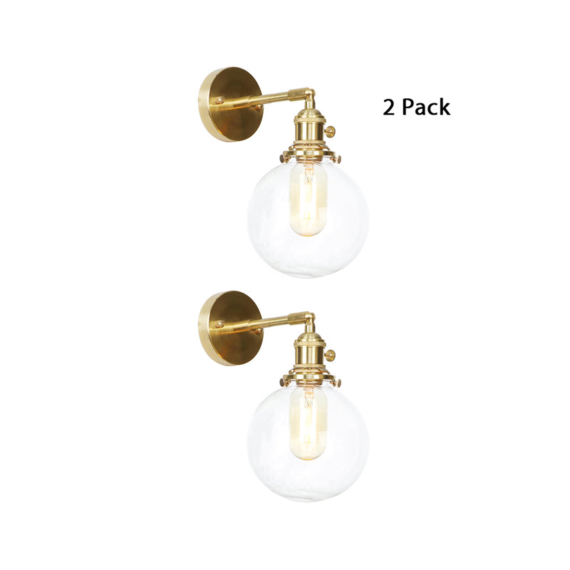 Lisslune | Spherical Wall Lamp 1 Light Clear Glass Shade Industrial Wall Lamp Light for Porch