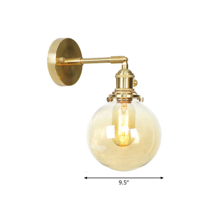 Lisslune | Retro Style Ball Wall Lamp Lighting Amber Glass 1 Light Wall Light Fixture Outdoor