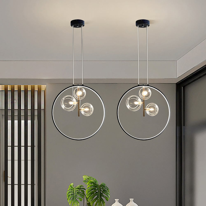 Lisslune | LumoGlobe – Minimalist Black Pendant Lamp with Glass LED Sphere